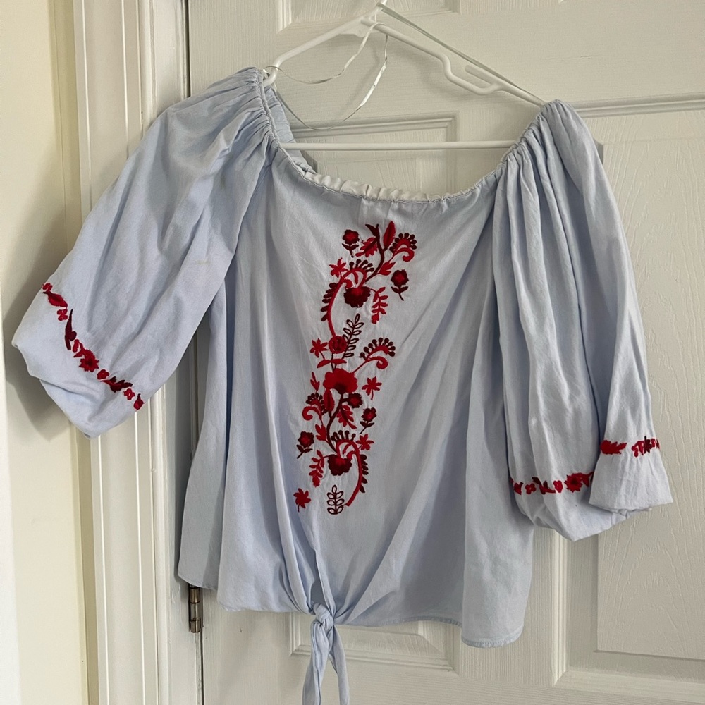 Zara embroidered blouse